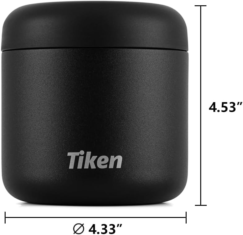 Tiken 16 fl oz / 480 mL Airtight Coffee Canister, Double-Wall Stainless Steel, Black