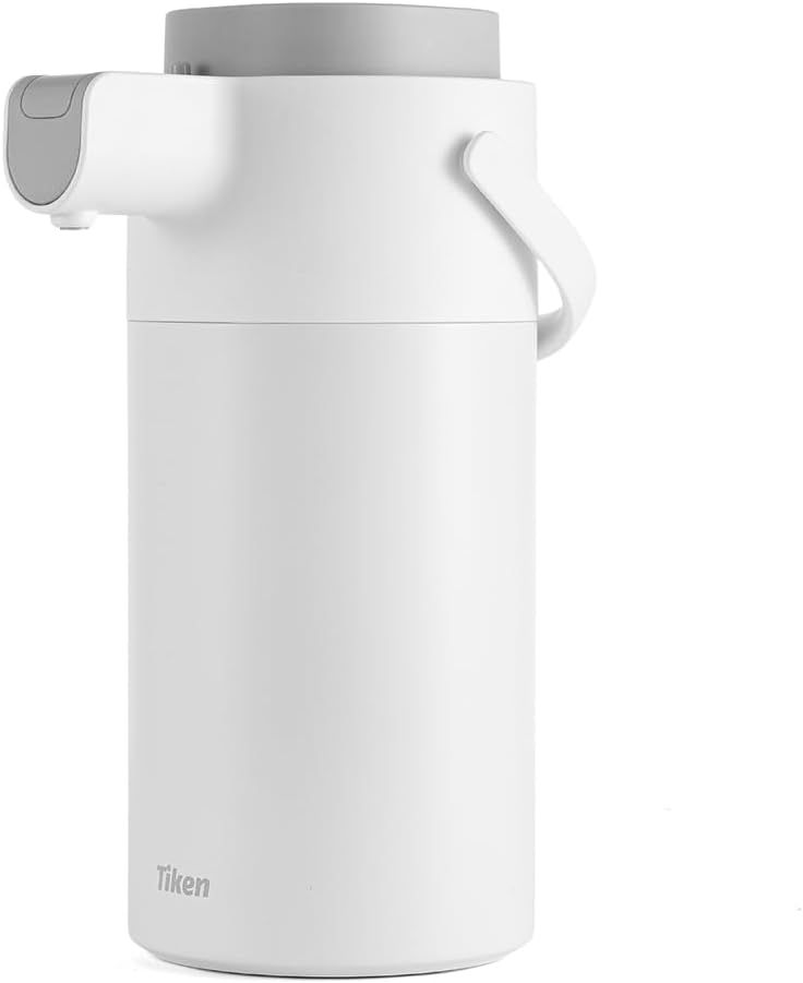 Tiken 4L Coffee Dispenser with Pump (135 oz) – 24-Hour Hot, White