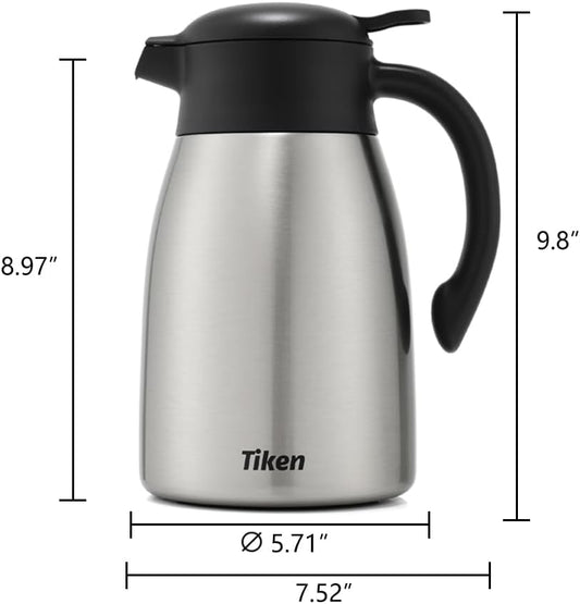 Tiken OpenClean Thermal Carafe – 2L / 68oz – Silver