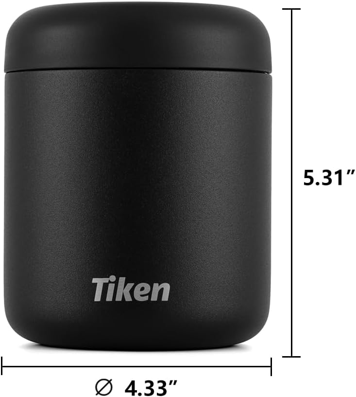 Tiken 22 fl oz / 660 mL Airtight Coffee Canister, Double-Wall Stainless Steel, Black