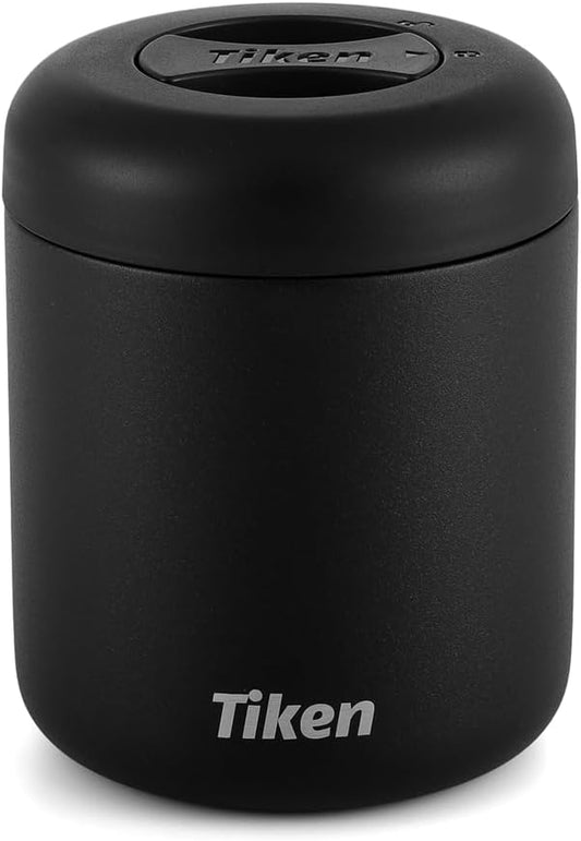 Tiken 22 fl oz / 660 mL Airtight Coffee Canister, Double-Wall Stainless Steel, Black