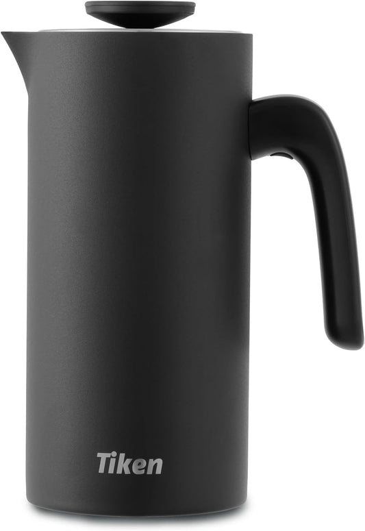 Tiken Stainless Steel French Press, 34oz Black