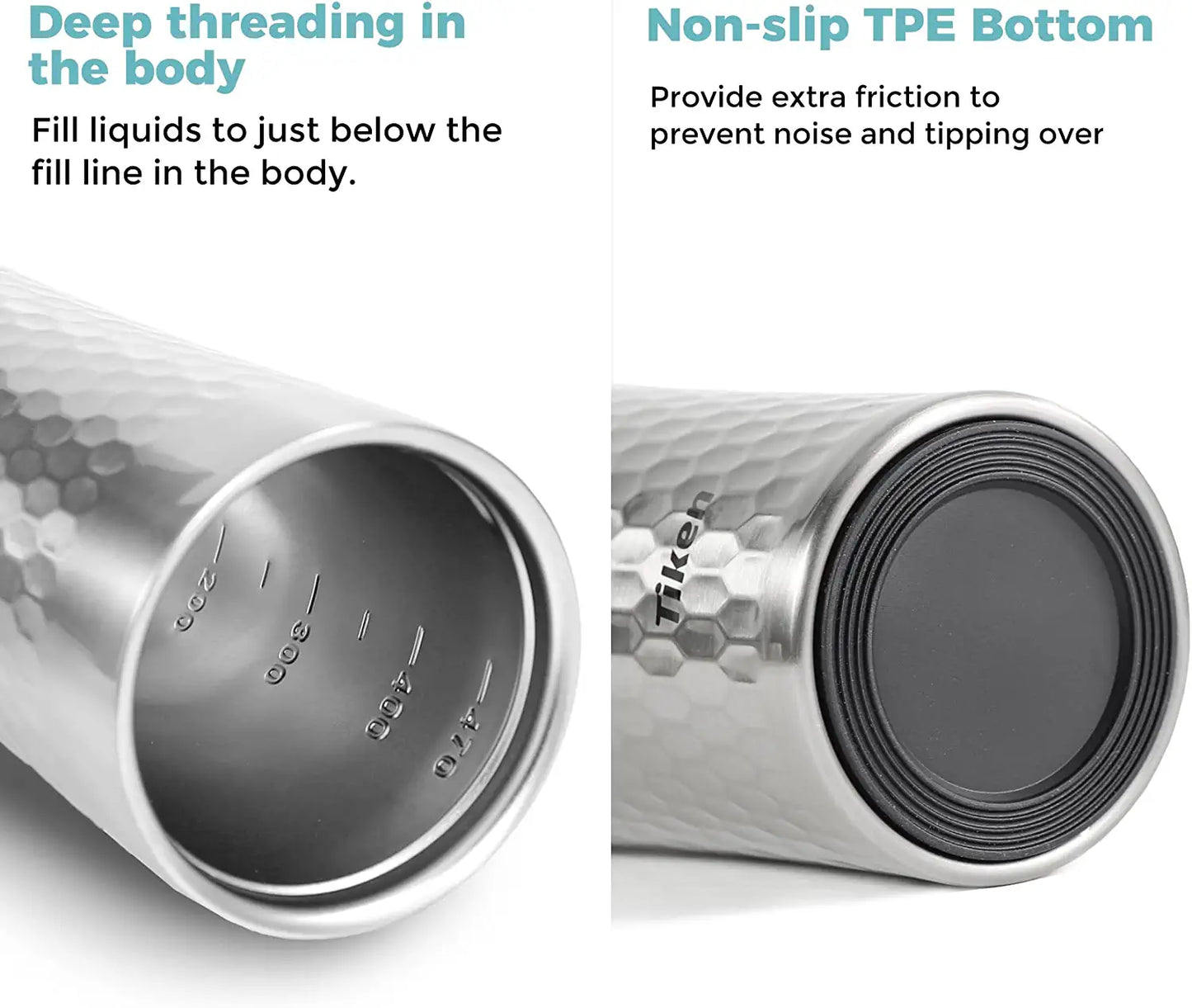 Tiken 16 Oz Insulated Tumbler, Stainless Steel Coffee Tumblers, Travel Coffee Mug 470ML – (Silver)