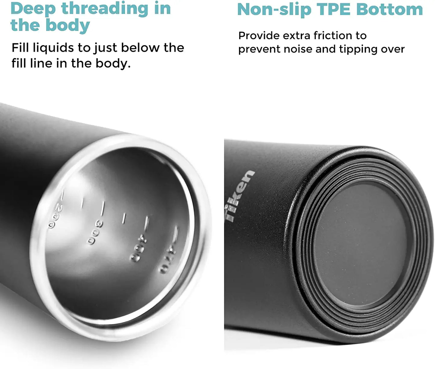 Tiken 16 Oz Insulated Tumbler, Stainless Steel Coffee Tumblers, Travel Coffee Mug 470ML – (Black)