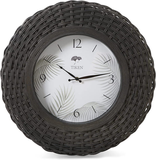 Tiken Large Rustic Wall Clock, Wall Clocks Quality Quartz Battery Operated Non Ticking Handmade- Charcoal Grey