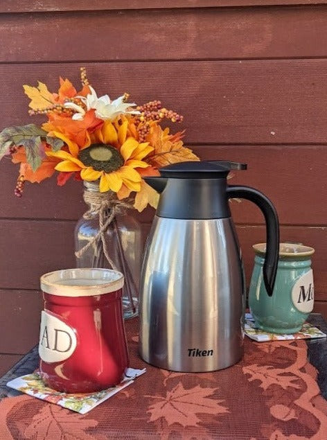 Tiken 51 Oz Thermal Coffee Carafe Stainless Steel Insulated Vacuum Coffee Pot 1.5 Liter (Silver)