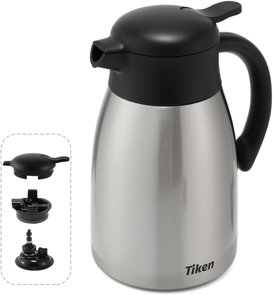 Tiken OpenClean Thermal Carafe – 2L / 68oz – Silver