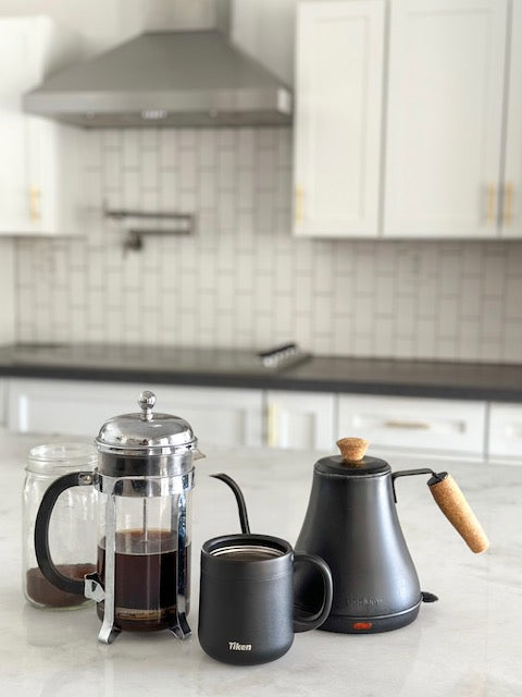 Tiken 11 Oz Insulated Coffee Mug With Lid Stainless Steel Thermal Coffee Mugs 340 ML (Black)