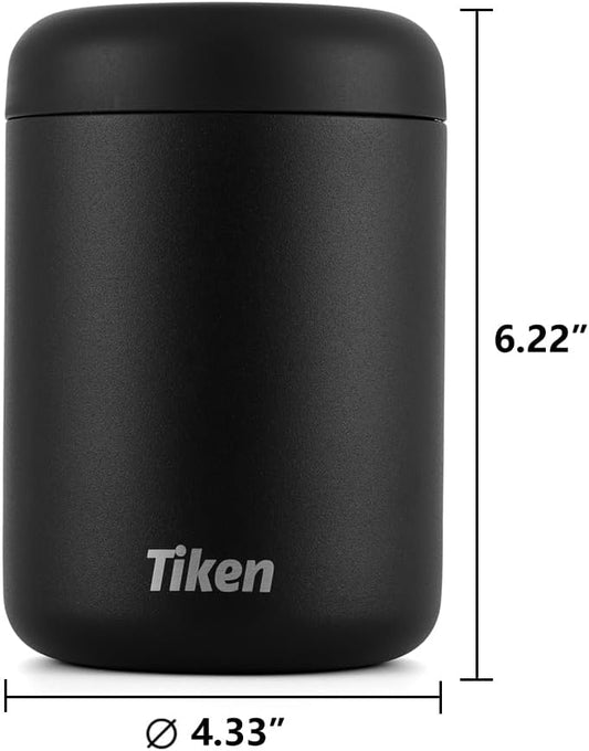 Tiken 28 fl oz / 830 mL Airtight Coffee Canister, Double-Wall Stainless Steel, Black