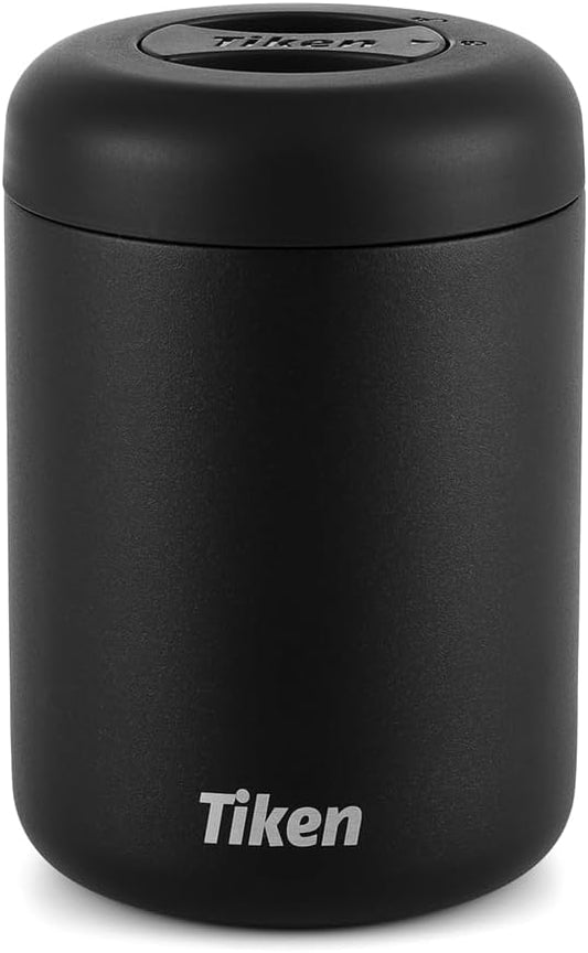 Tiken 28 fl oz / 830 mL Airtight Coffee Canister, Double-Wall Stainless Steel, Black