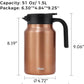 Tiken 51 Oz Thermal Coffee Carafe Double Wall Stainless Steel Insulated Coffee Server, 1.5Liter Beverage Pitcher (Copper)