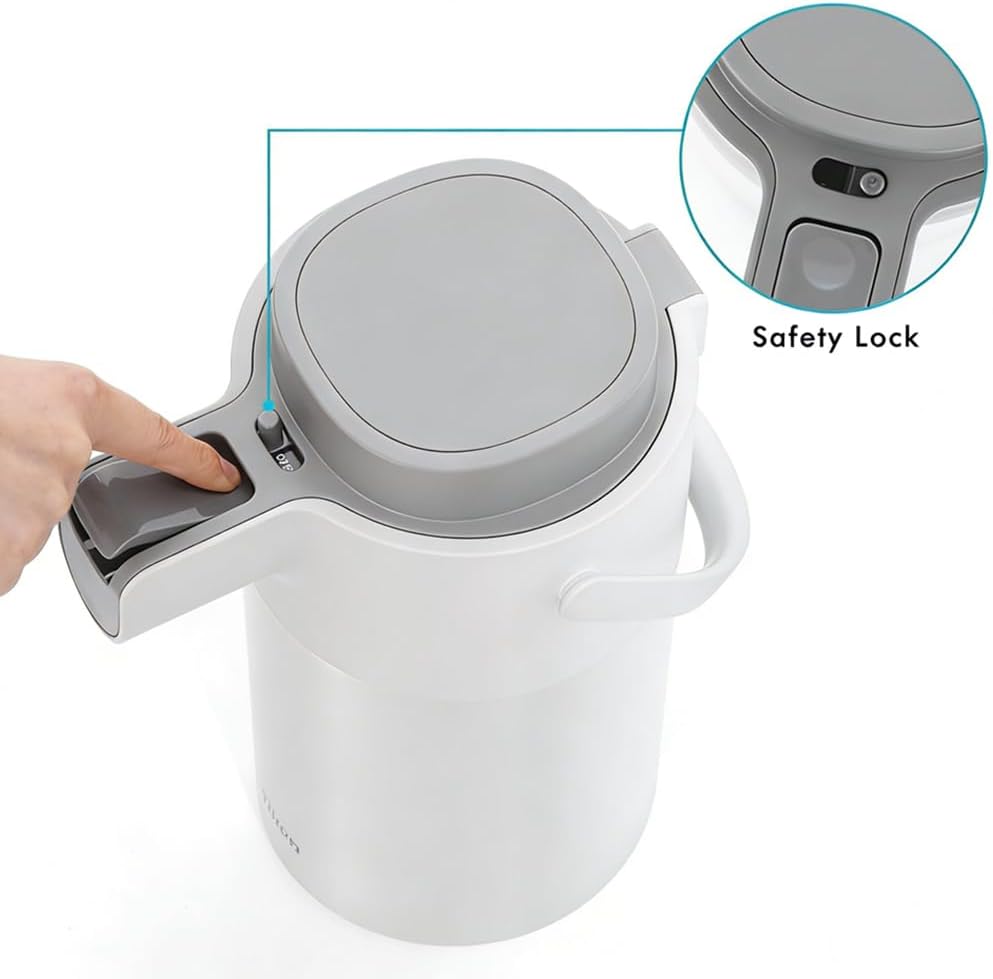 Tiken 3L Coffee Dispenser with Pump (102 oz) – 24-Hour Hot, White