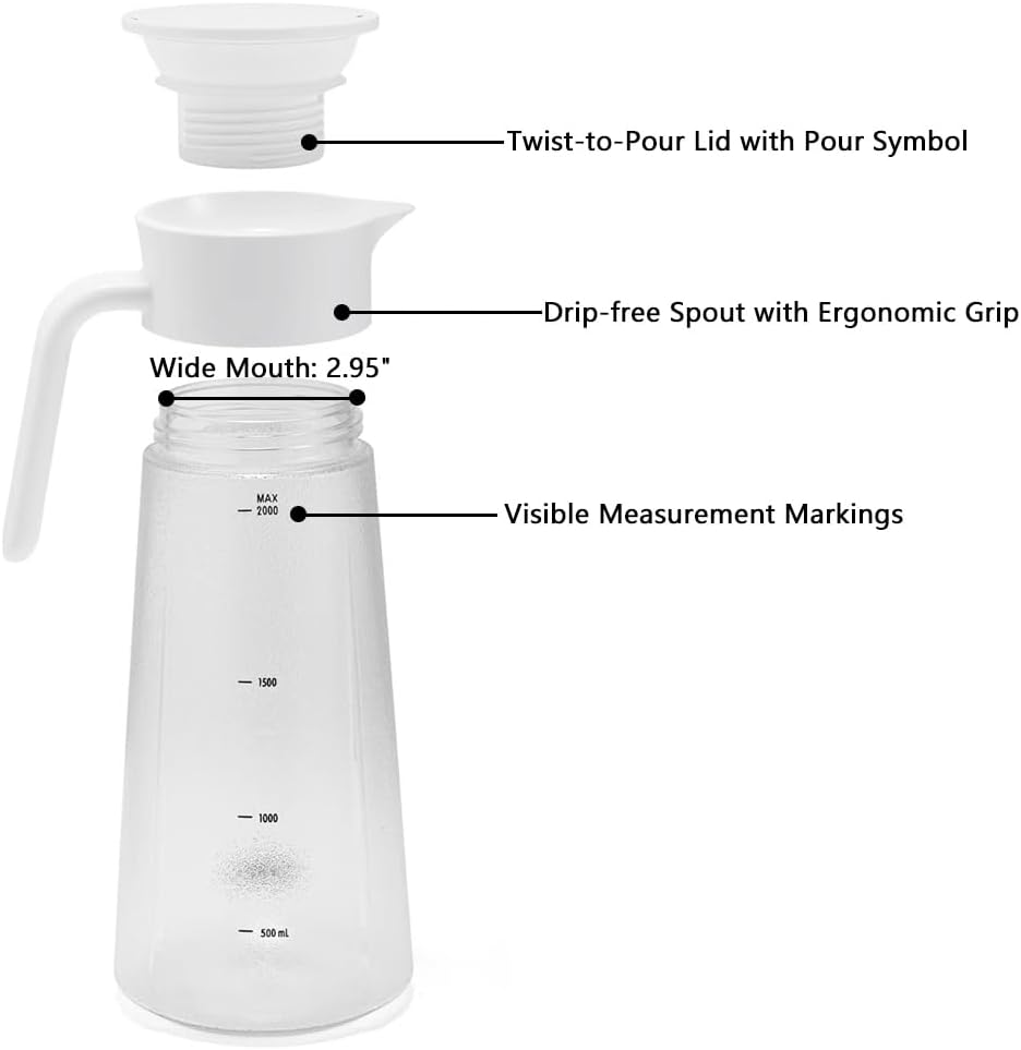 Tiken 2L Leakproof Tritan Pitcher (White)
