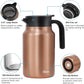 Tiken 51 Oz Thermal Coffee Carafe Double Wall Stainless Steel Insulated Coffee Server, 1.5Liter Beverage Pitcher (Copper)