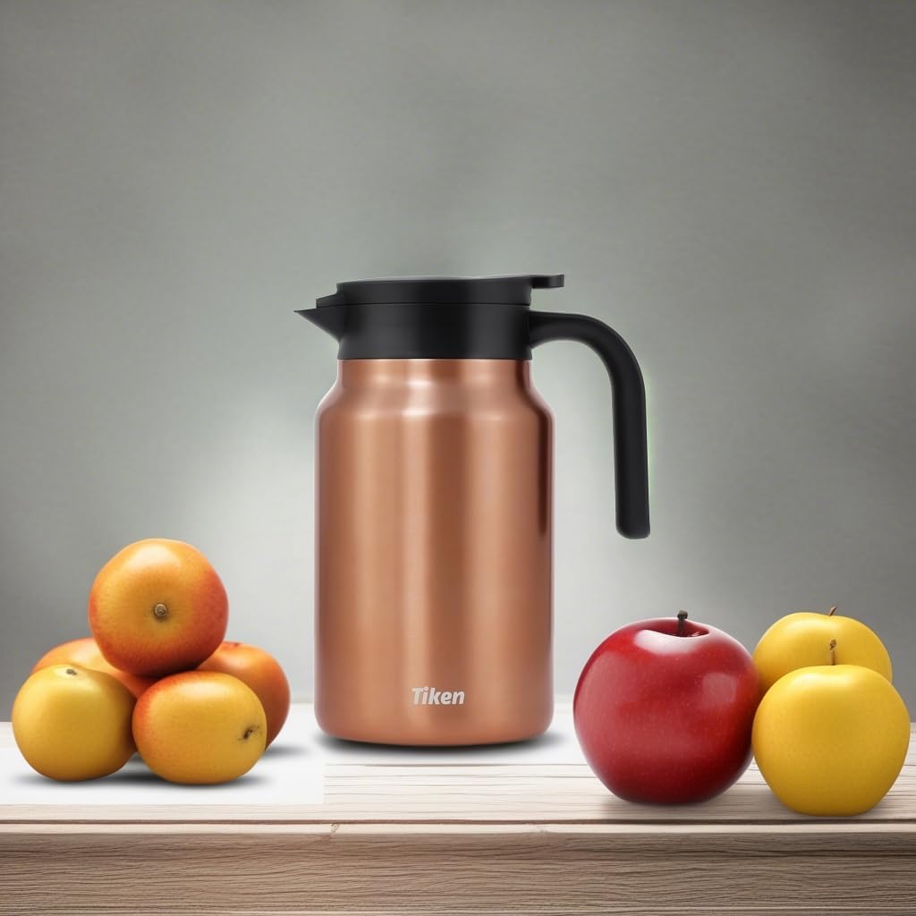 Tiken 51 Oz Thermal Coffee Carafe Double Wall Stainless Steel Insulated Coffee Server, 1.5Liter Beverage Pitcher (Copper)
