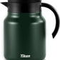 Tiken 34 Oz Thermal Coffee Carafe Double Wall Stainless Steel Insulated Coffee Server, 1 Liter Beverage Pitcher (Green)