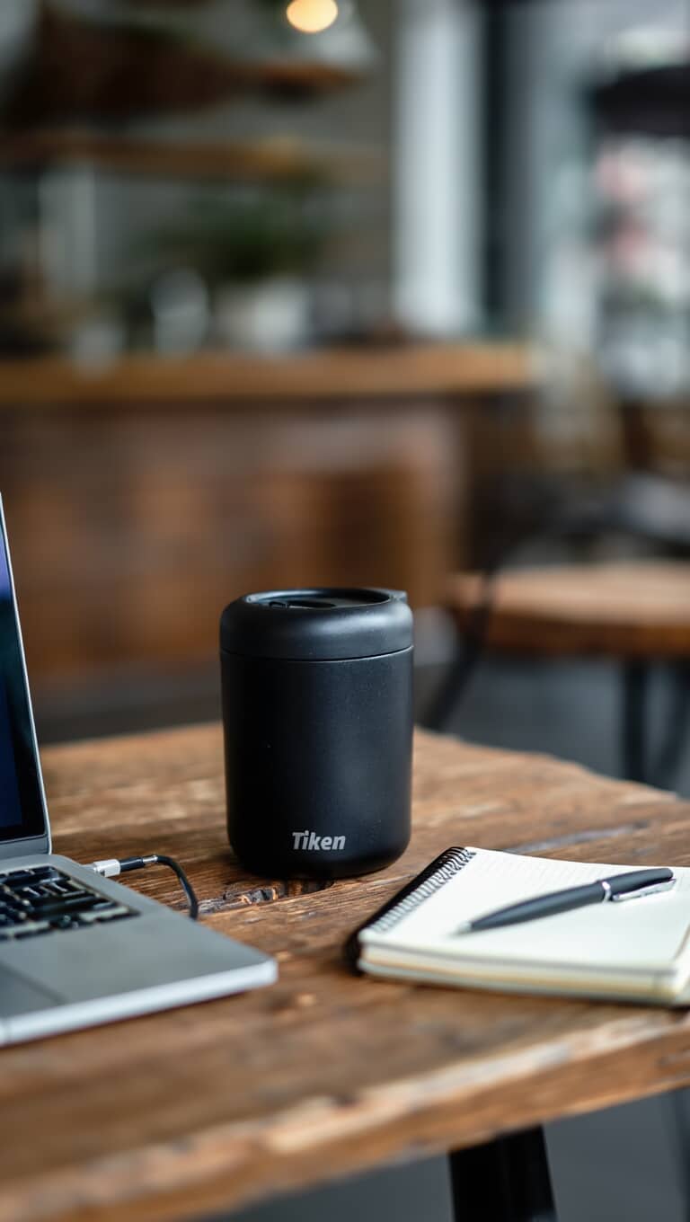 Tiken 28 fl oz / 830 mL Airtight Coffee Canister, Double-Wall Stainless Steel, Black