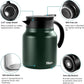 Tiken 34 Oz Thermal Coffee Carafe Double Wall Stainless Steel Insulated Coffee Server, 1 Liter Beverage Pitcher (Green)