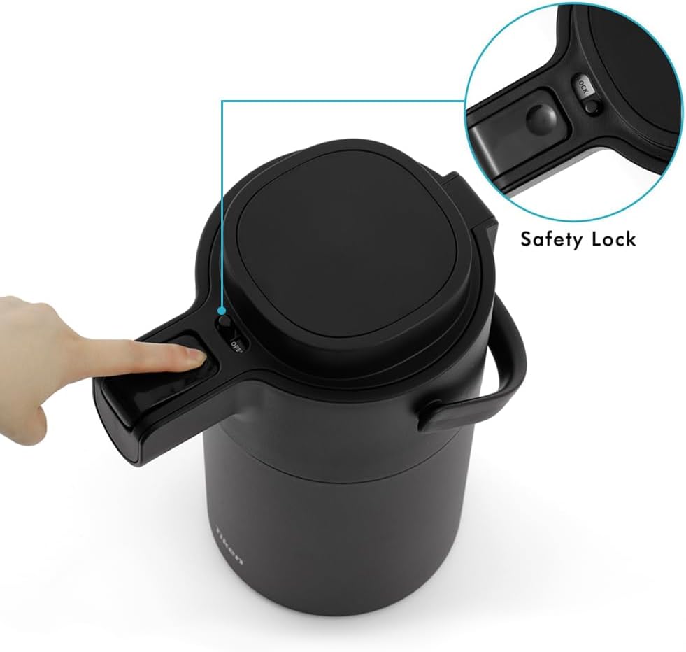 Tiken 102oz/3L Airpot Coffee Dispenser with Pump (Black)