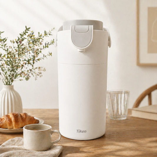 Tiken 135oz / 4L Airpot Coffee Dispenser with Pump (White)