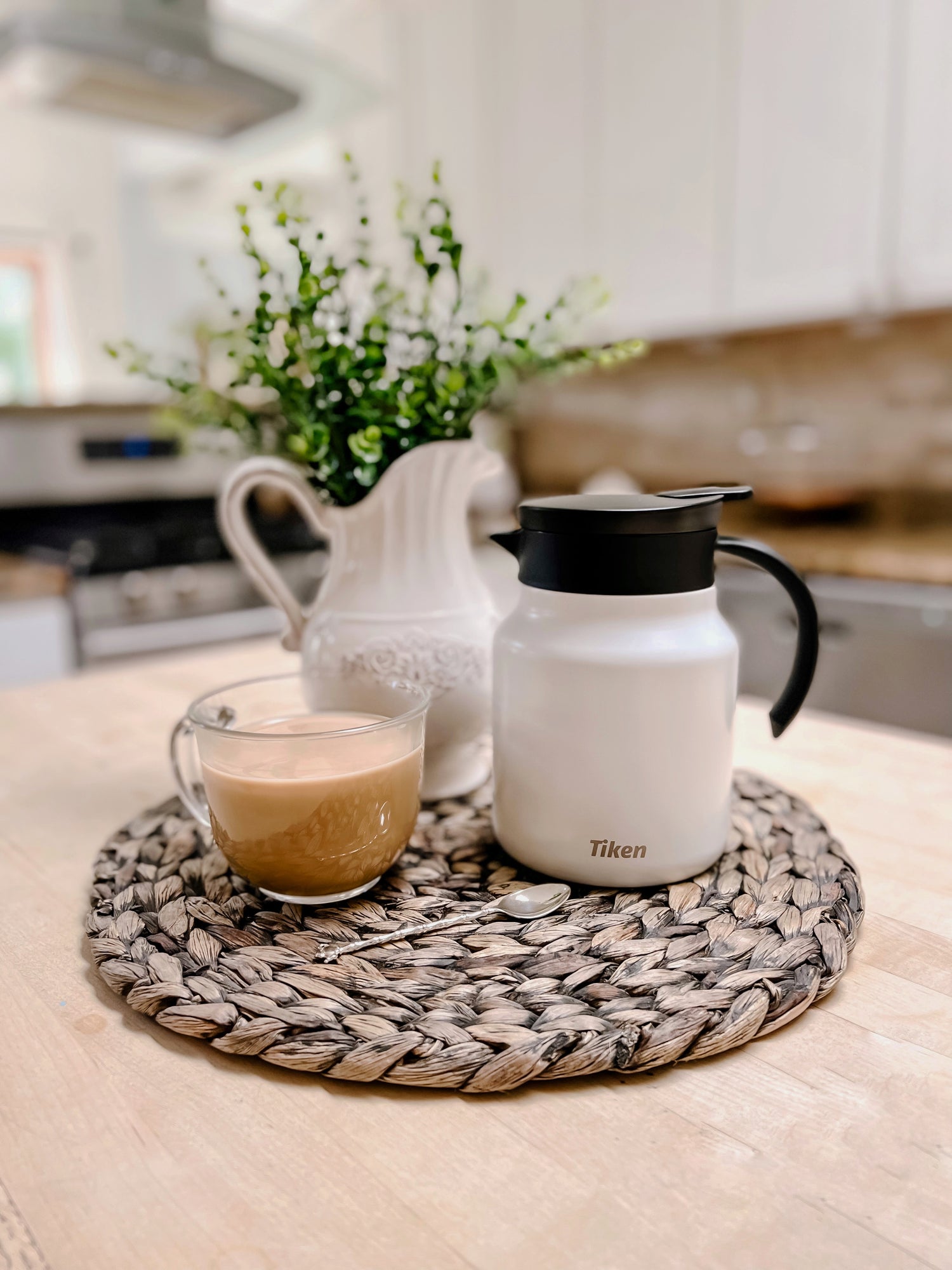 Tiken 34 Oz Thermal Coffee Carafe Stainless Steel Insulated Vacuum Cof –  Tikenware