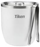 Tiken 3L Insulated Ice Bucket with Lid & Tongs – Stainless Steel, White
