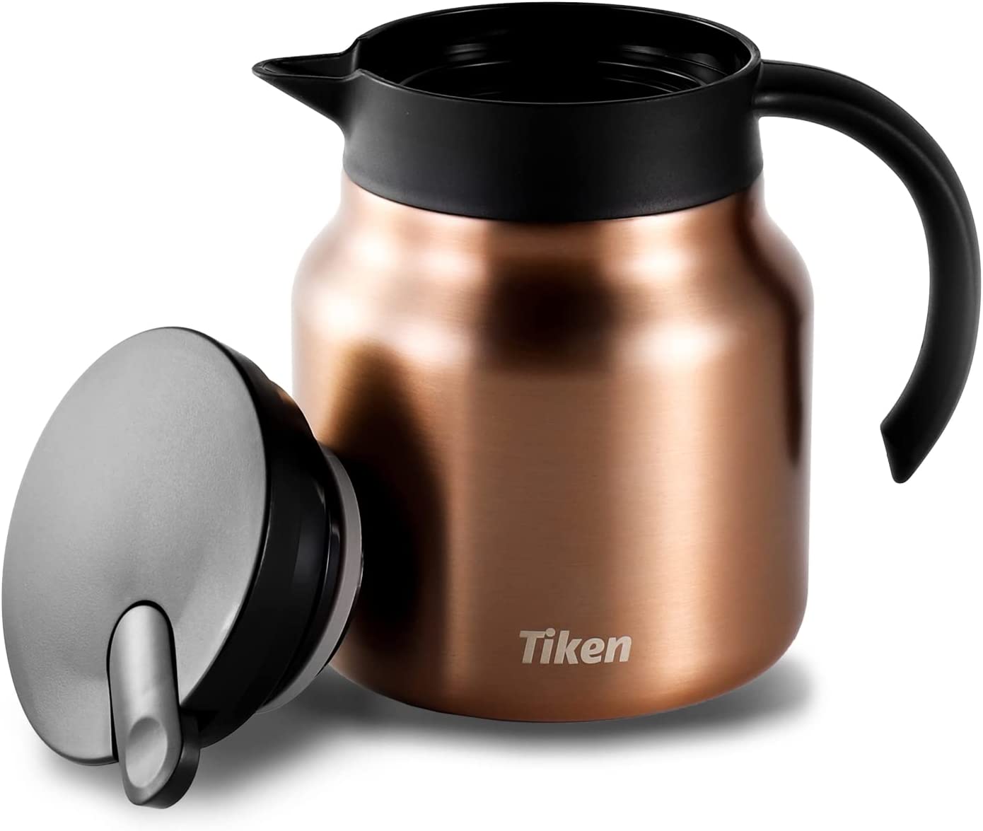 Tiken 27 Oz Thermal Coffee Server Stainless Steel Insulated Vacuum Coffee Carafes, 800ML Beverage Pitcher (Copper)