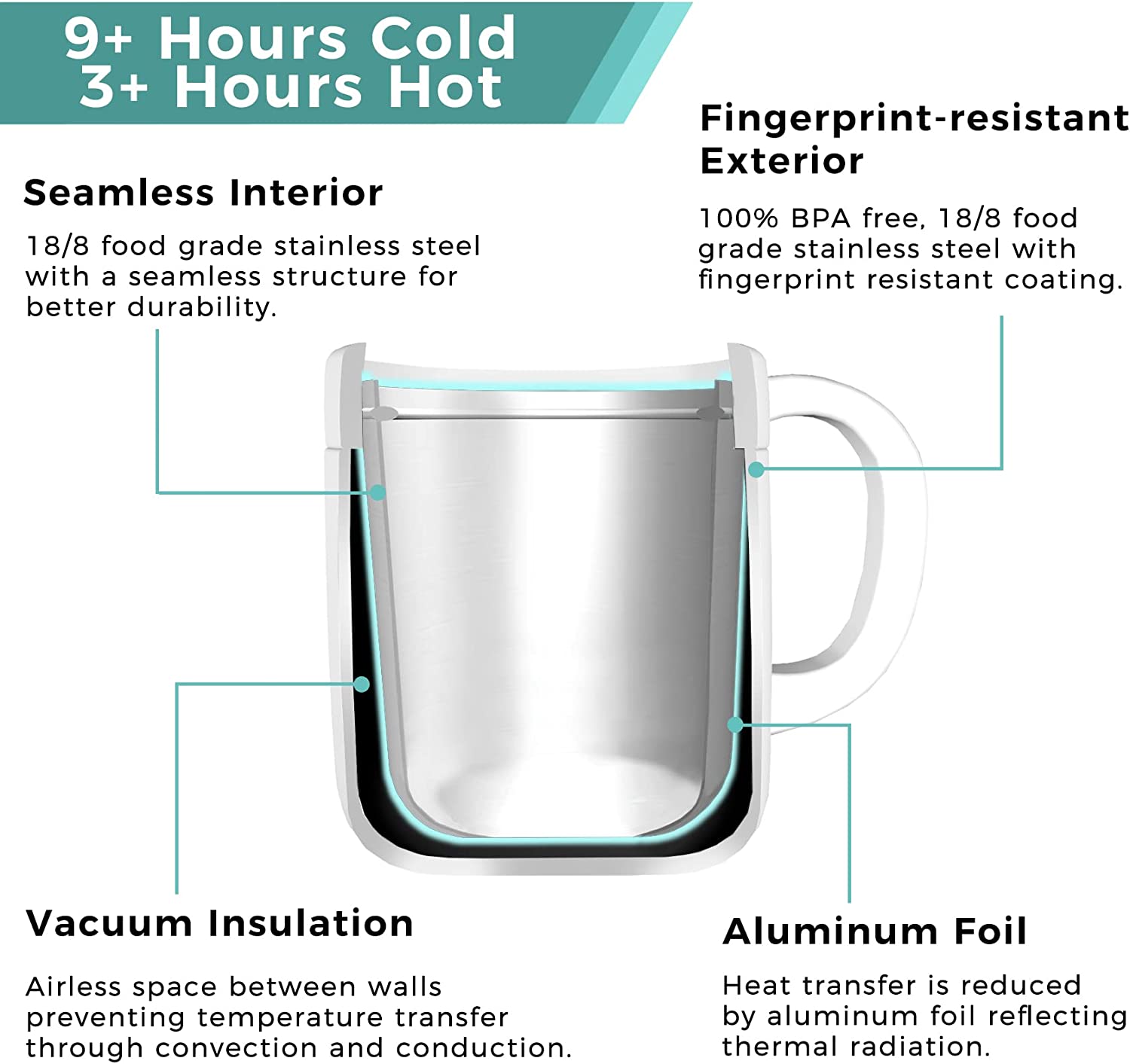 Tiken 11 Oz Insulated Coffee Mug With Lid Stainless Steel Thermal Coff – Tikenware