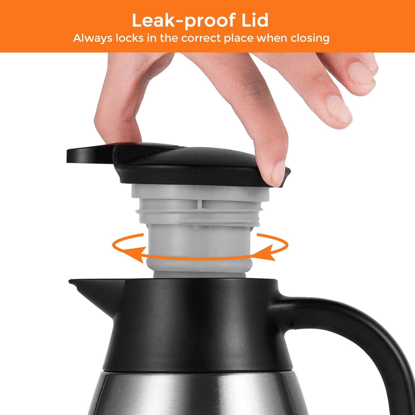 Tiken 68 Oz Thermal Coffee Carafe Stainless Steel Insulated Vacuum Coffee Pot 2 Liter (Silver)