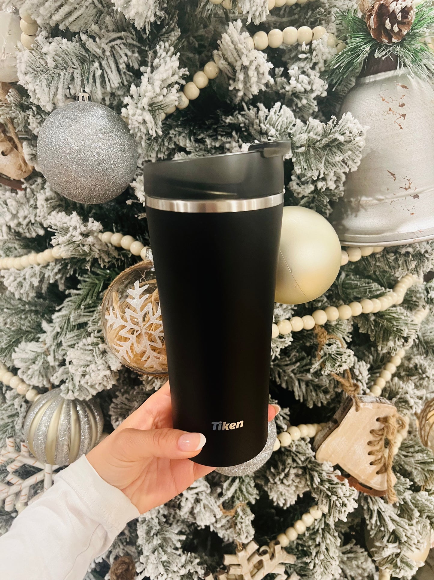 Tiken 16 Oz Insulated Tumbler, Stainless Steel Coffee Tumblers, Travel Coffee Mug 470ML – (Black)