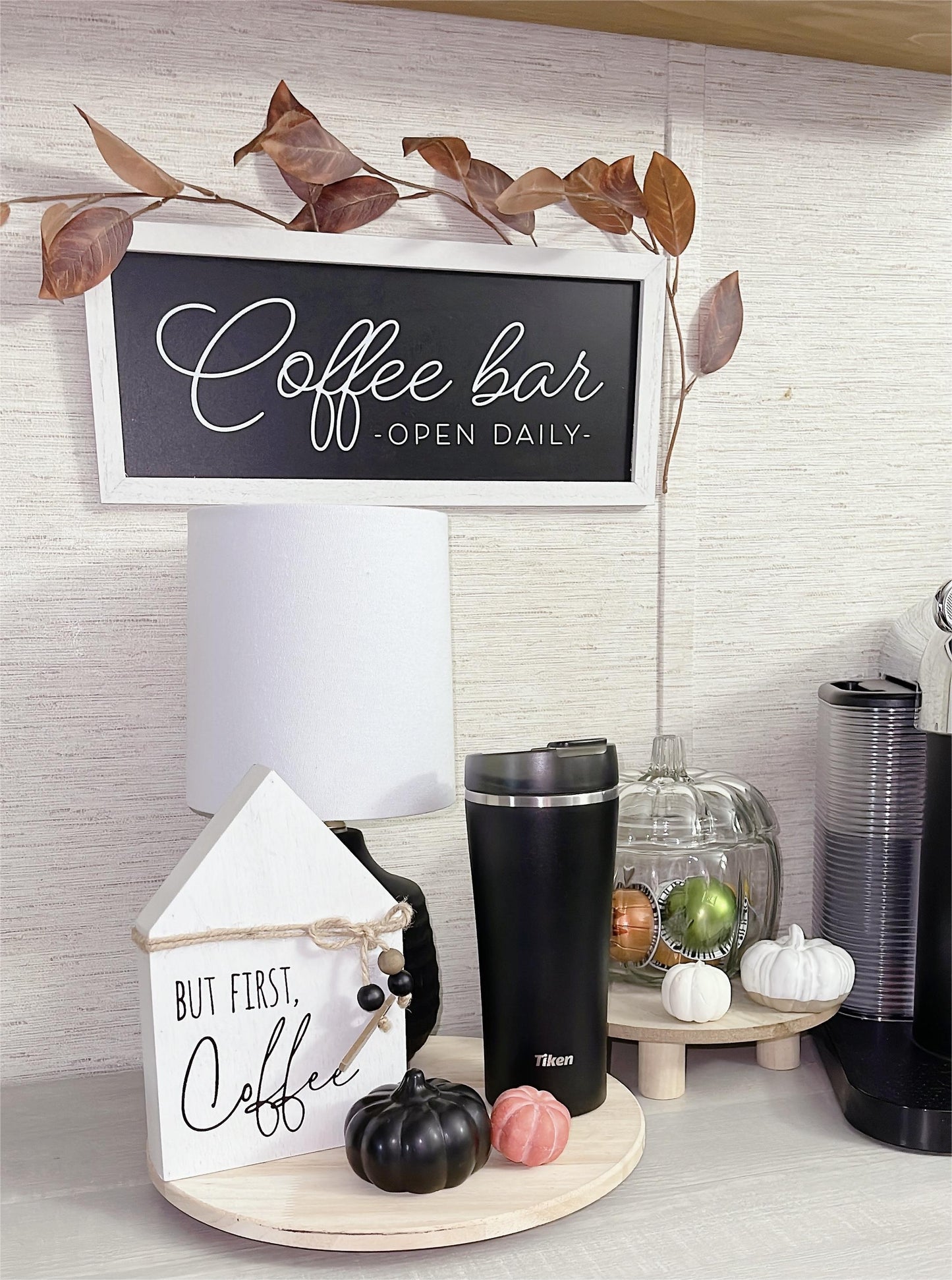 Tiken 16 Oz Insulated Tumbler, Stainless Steel Coffee Tumblers, Travel Coffee Mug 470ML – (Black)