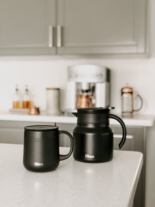 Tiken 27 Oz Thermal Coffee Server Stainless Steel Insulated Vacuum Coffee Carafes, 800ML Beverage Pitcher (Matte Black)